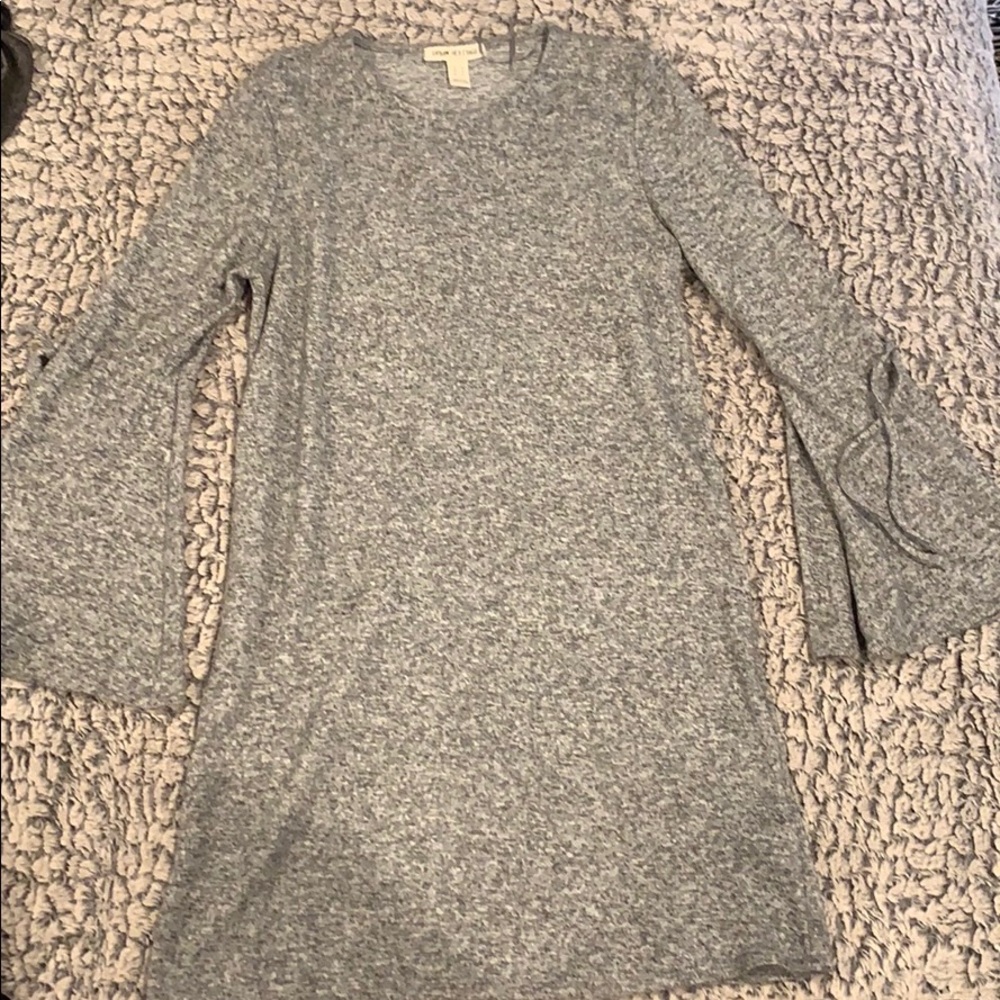 Grey Dress With Bell Sleeves